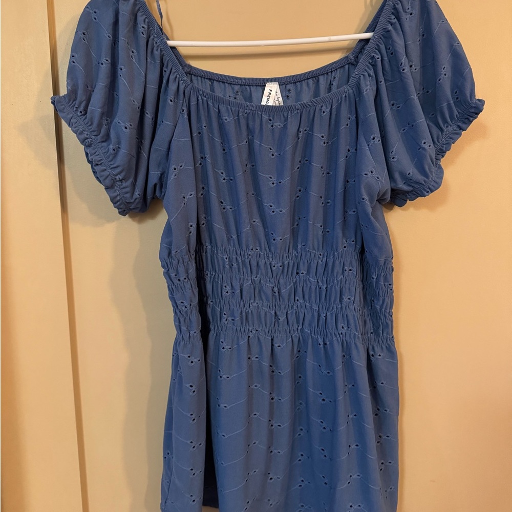 Blue Smocked Women's Top